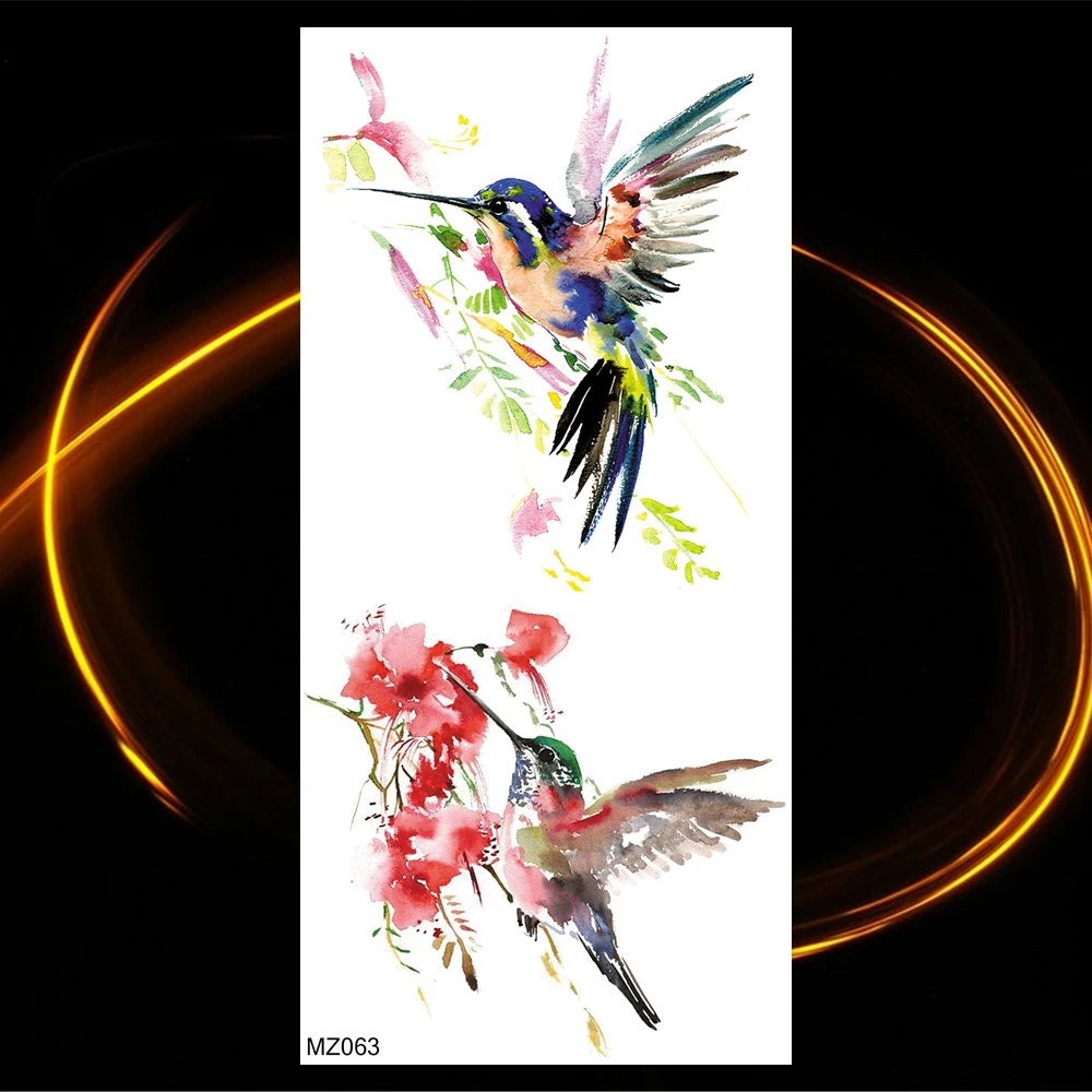 3D Watercolor Rose Peony Flower Temporary Tattoos For Women Adult Hummingbird Realistic Fake Tattoo Sexy Half Sleeve Tatoo Decal tattoo sticker temporary tattoos tattoo sleeve