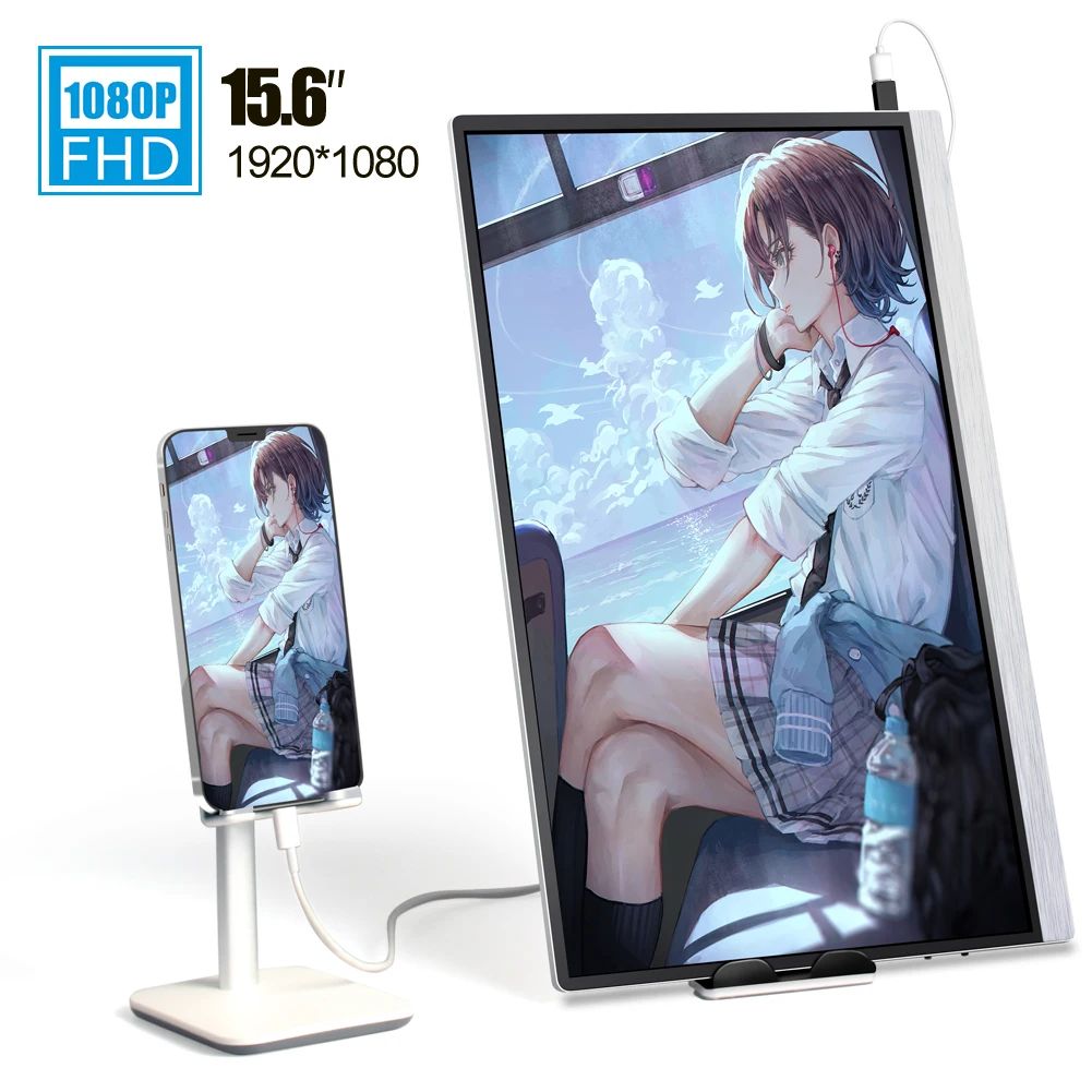 

Hot Portable Monitor 15.6 LCD USB Type C Hdmi gaming monitor ips 1080p HD display for PS4 Laptop Phone Xbox Switch Pc with Case