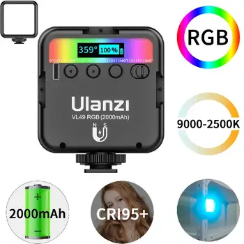 

Ulanzi VL49 Full Color RGB LED Video Light 2500K-9000K 800LUX Magnetic Mini Fill Light Extend 3 Cold Shoe 2000mAh Type-c Port