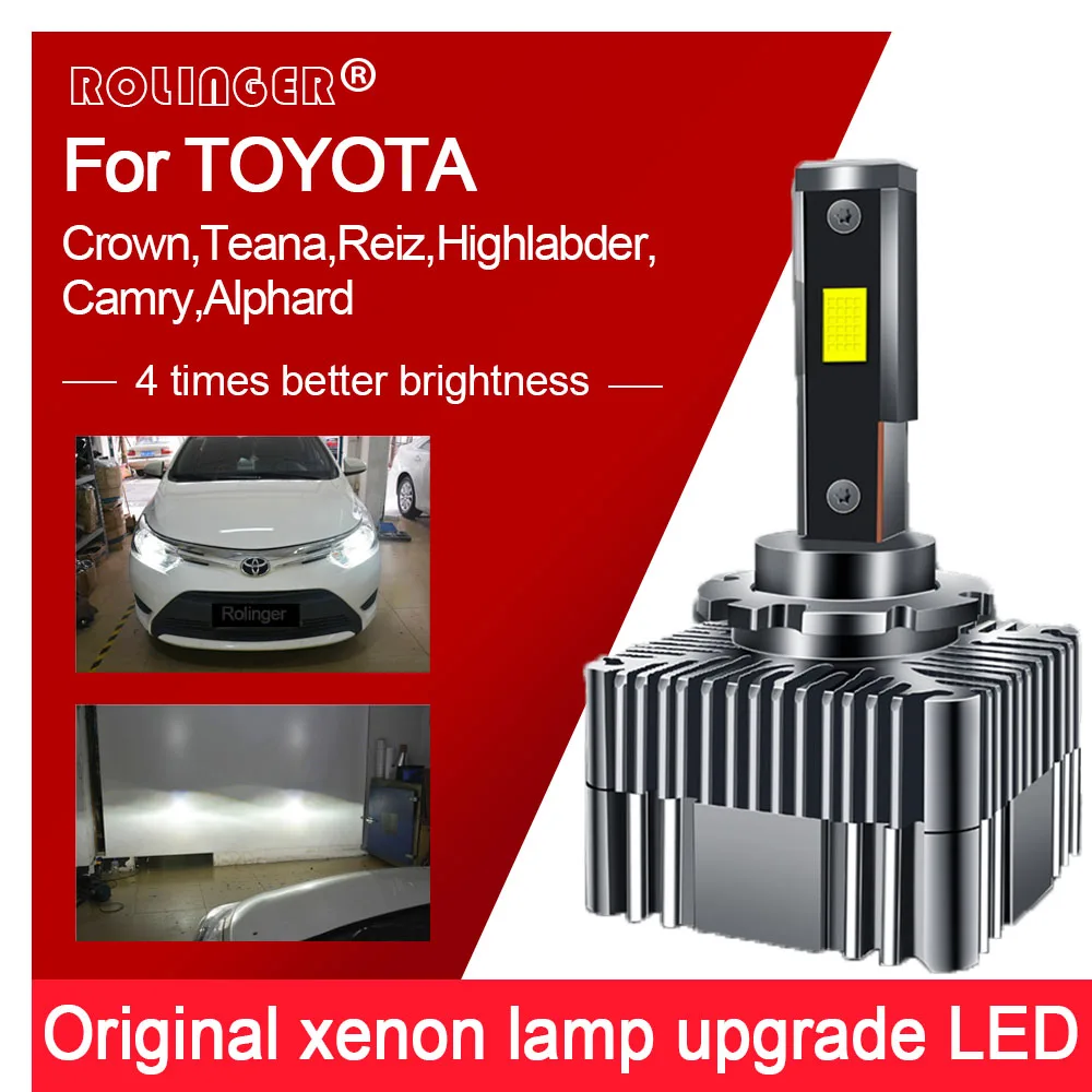 

ROLINGER 2PCS Original Fog Bulb LED headlight fortoyota Super Bright lamp 6000K upgrade White Lights D1S D2S