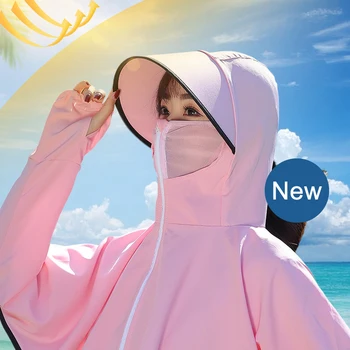 

Women UV Protection Clothing Breathable Zipper Face Protective for Summer Outdoor Cycling beach Sun hat J55