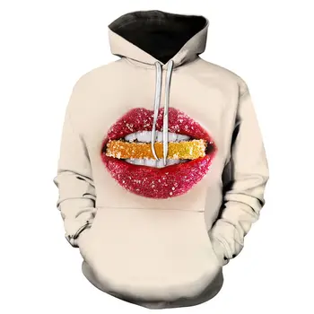 

Fashion Women 3d Hoodies Sexy Red Big Lips Enjoying Delicious Food Colorful Candy 3D Sweatshirt Girl Harajuku Pullovers Hoodies