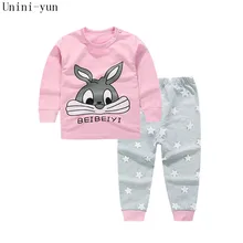 Высококачественный комплект одежды из хлопка для малышей, Детский комплект для малышей, комплект из 2 предметов с принтом кролика для маленьких мальчиков и девочек, горячая Распродажа, розовый, 6t5t4t3t24M12