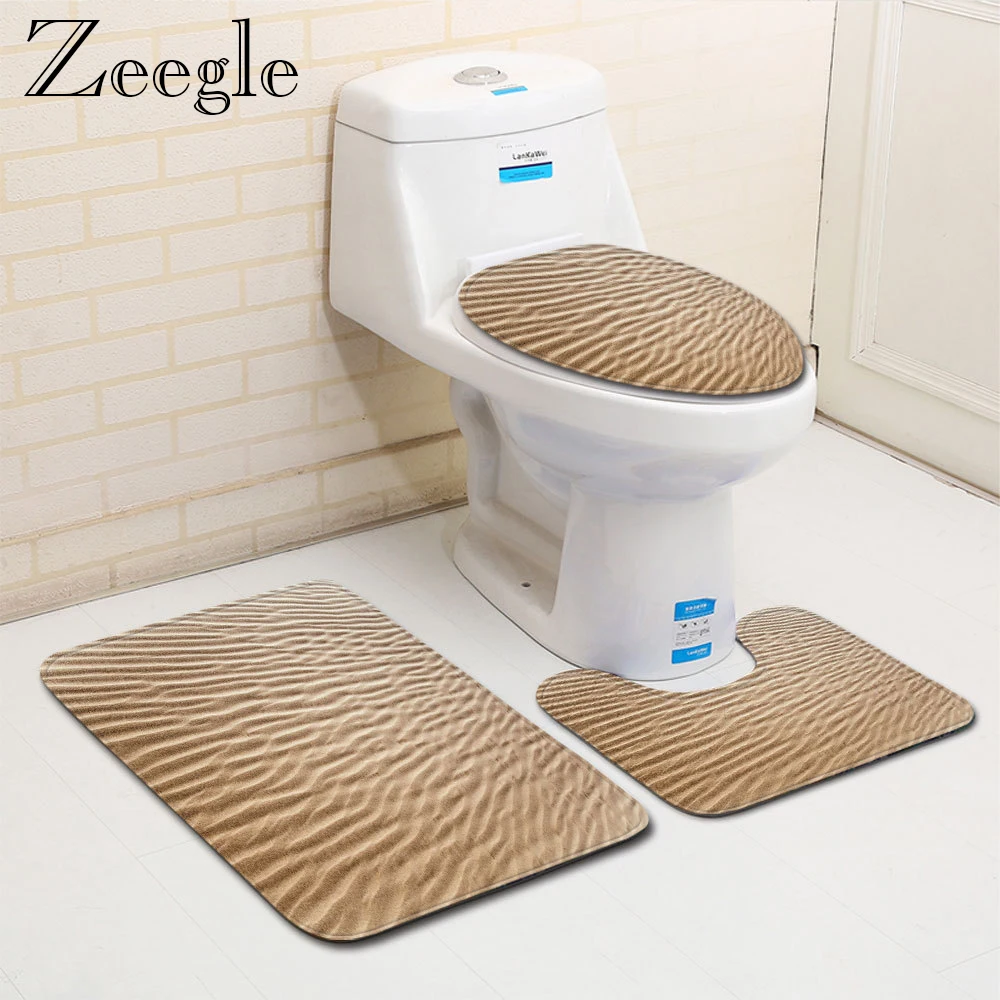 

Zeegle Bath Mat Set Anti-slip Bathroom Mat Washable Bath Rug Toilet Rug Shower Carpet Absorbent Foot Mat Bathroom Carpet Set