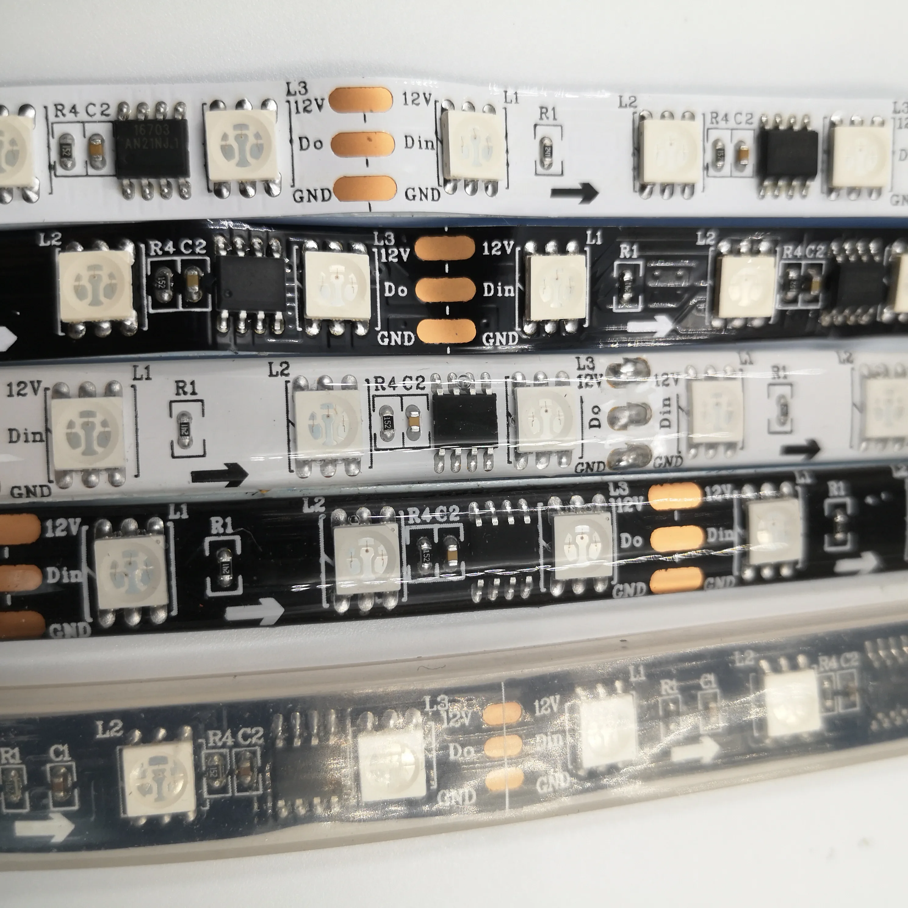 Dc12v 5m ws2811 pixel conduziu a luz de tira; endereรงรกvel 30/48/60leds/m cor completa ws2811 ic 5050 rgb conduziu a fita da lรขmpada