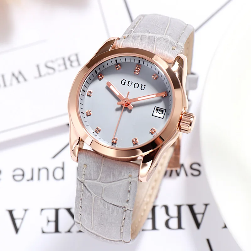 

Ancient European Simple with Calendar Dial Women's Night Light Hands Man-made Diamond Watch Fashion Watch Belt Watch Women's