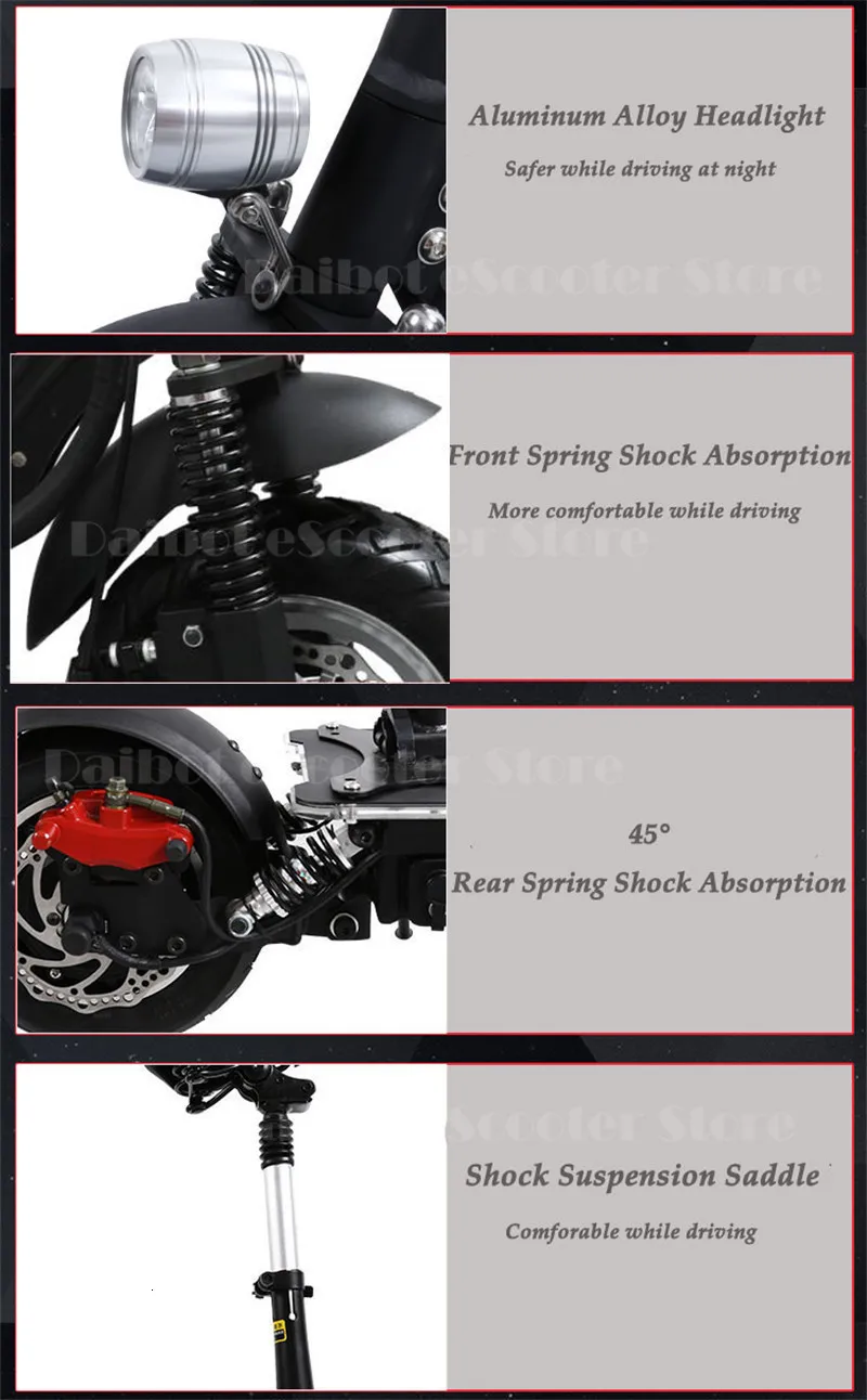 Electric Bike 1000W 48V Two Wheels Foldable Electric Scooters 10 Inch 52V Portable Kick Scooter For Adults (7)