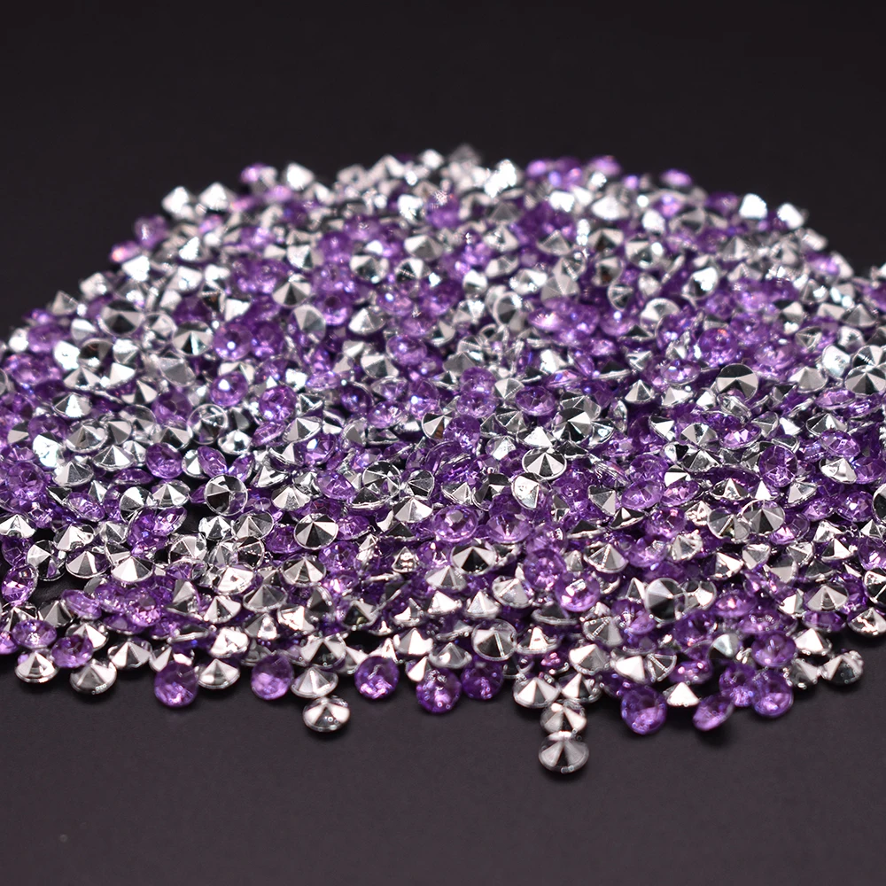 light purple silver 1000 шт 4,3 мм блестящие Прозрачные Акриловые Алмазные конфетти сверкающие Разбрасыватели конфетти для стола хрустальные украшения для свадебной вечеринки - Цвет: light purple silver
