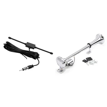 

1 Pcs Super Loud Air Horn Chrome 45MM Car Boat Train Horn & 1 Pcs Black Car Boat Stereo Antenna Radio Antenna