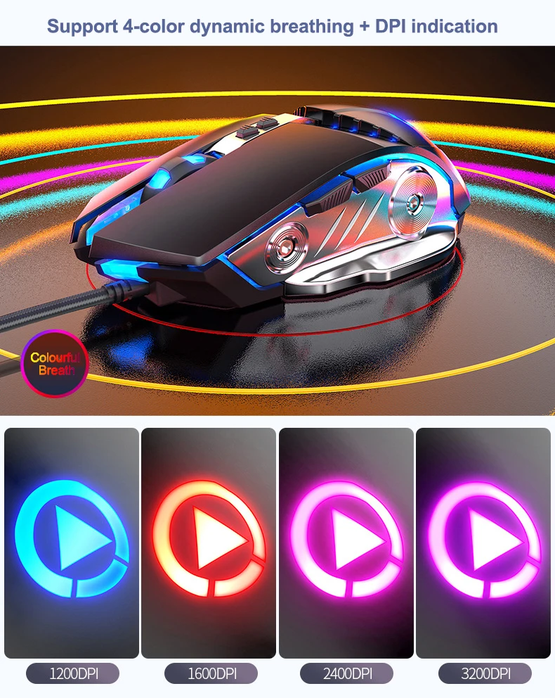 Профессиональная игровая мышь 8D 3200DPI регулируемая Проводная оптическая