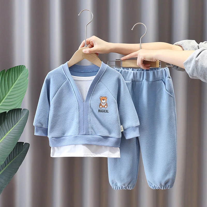 de ropa para y bebé, 2 uds., niño niña, primavera Otoño, dibujos animados Kawaii, oso, moda para niño, venta al por mayor capuchas para niños chandal mujer sello ropa niños