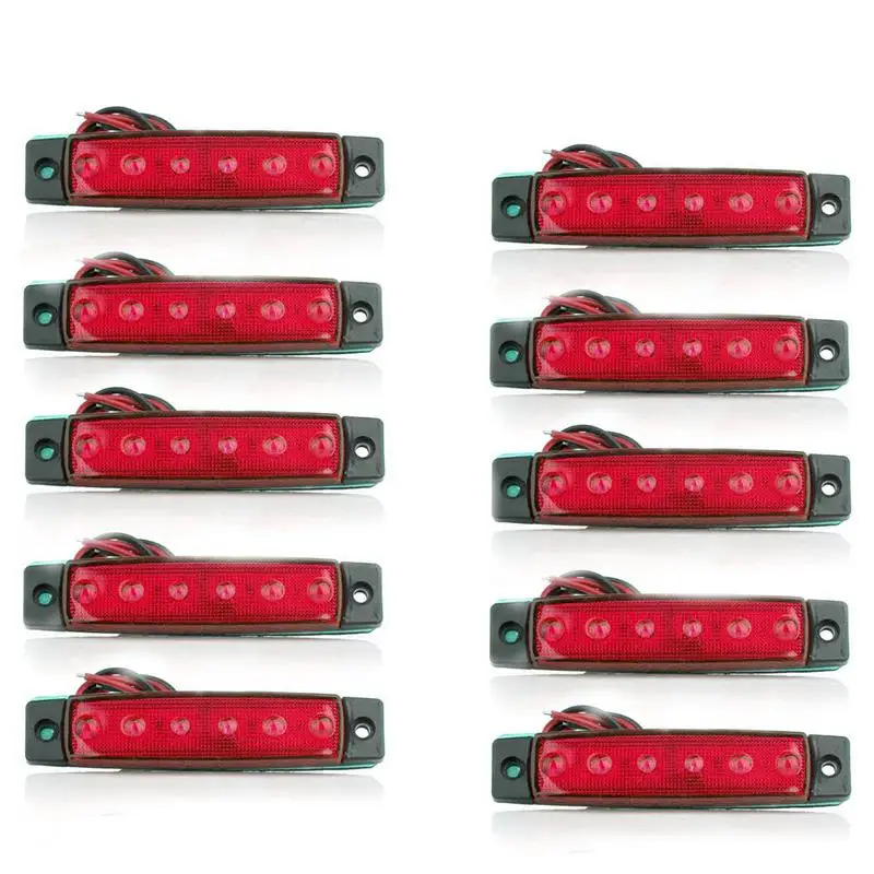 12V red None 10 шт. 6LED/pc Авто сигнальный индикатор Боковой габаритный фонарь задние фонари зазор задние фонари для автобус, грузовик, фургон караван RV грузовик - Цвет: 12V red