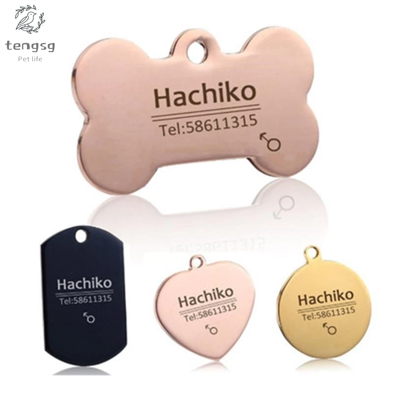 

Personalized Dog Tag Stainless Steel Name Engraved ID Tags For Dog Collar Anti-Lost Pet Nameplate Pendant For Pitbull Labrado