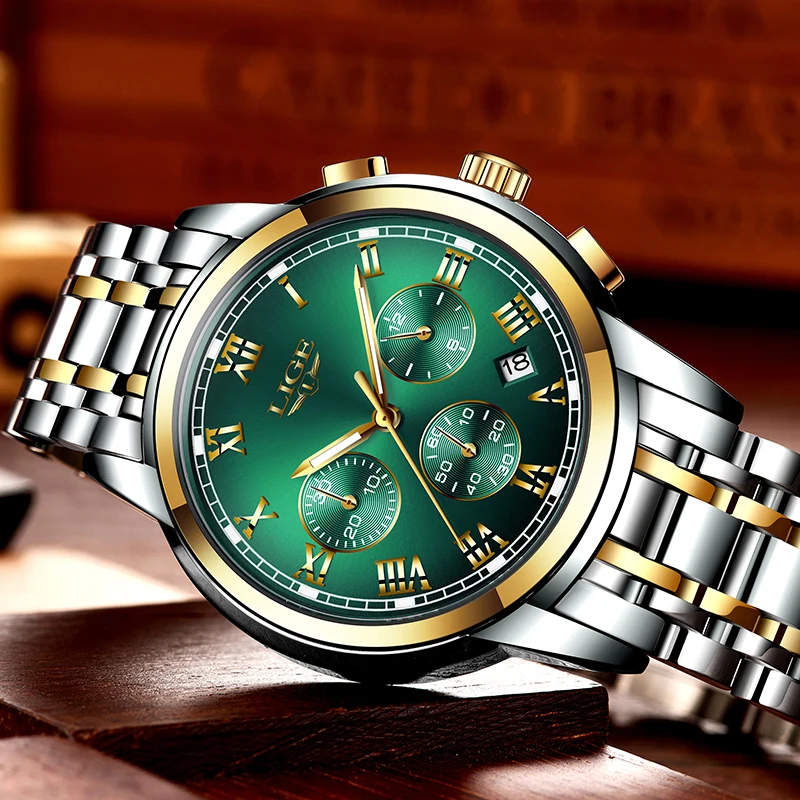 LIGE Men Watch 30m Waterproof Watches Mens Top Brand Luxury Steel Business Wristwatch Chronograph Male Clock Saat relojes hombre