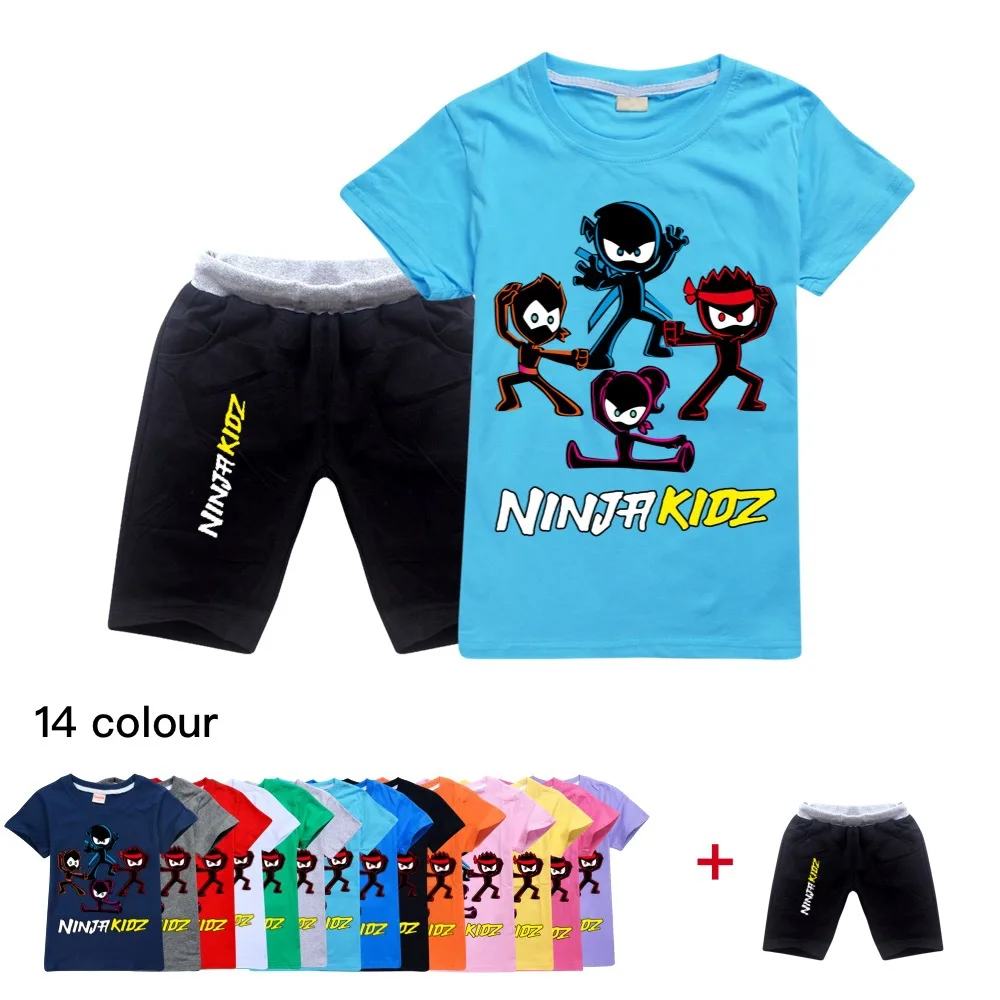 

Детская одежда Ninja Kidz A, хлопковые спортивные костюмы, Детские футболки, комплект Аниме игр, одежда для мальчиков и девочек-подростков