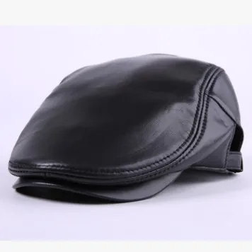 SILOQIN шляпа из натуральной кожи Snapback унисекс осень-зима новые береты из овечьей кожи с регулируемой костью для отдыха, сохраняющая тепло шапка - Цвет: Black