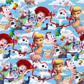 

165*100CM TOY Talking Woody Buzz Jessie Action Forky Bo Peep Gift Patchwork Sewing silk cotton Cloth DIY Textile kids dress
