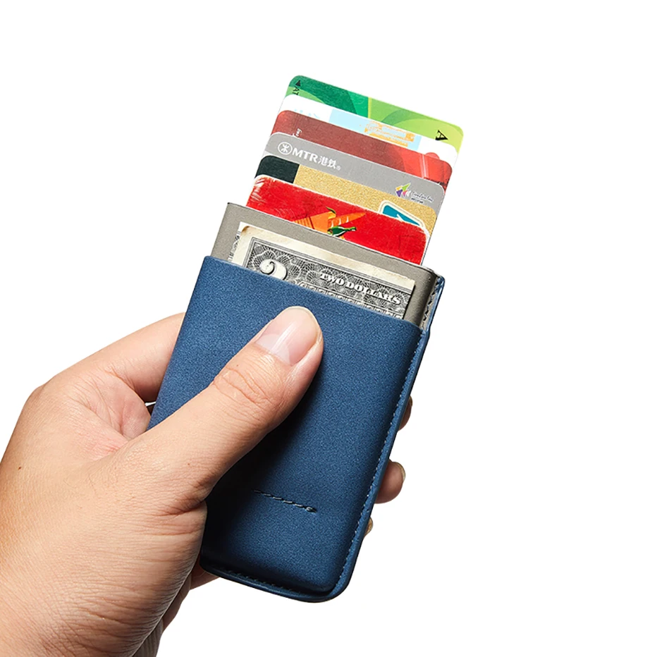 Автоматический всплывающий Чехол для карт, минималистичный кожаный чехол, тонкий кошелек для путешествий, RFID Блокировка, кредитный держатель для карт