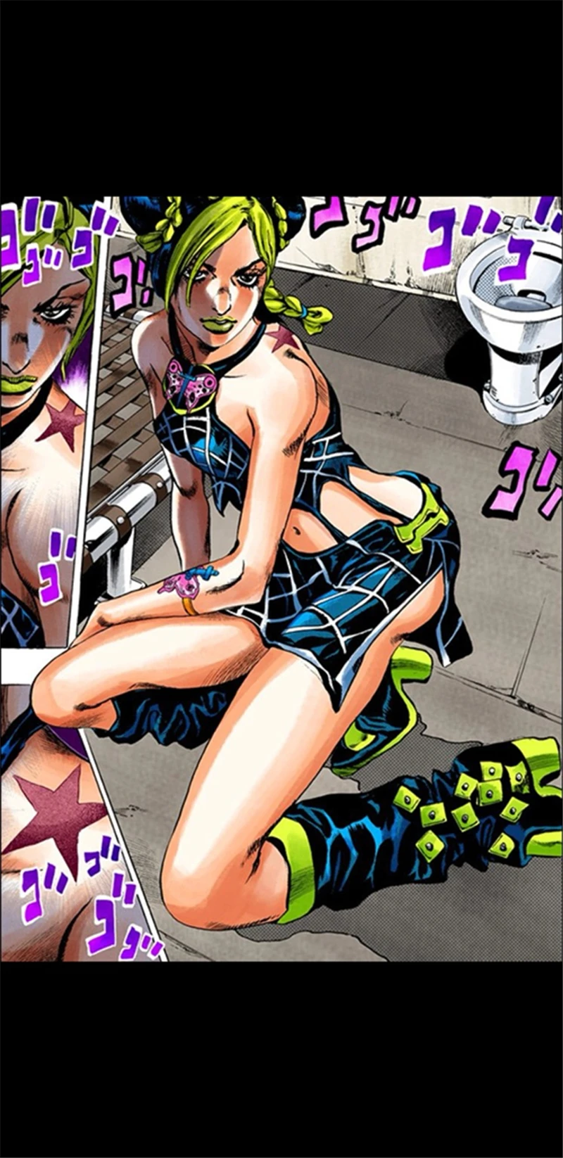 Аниме Костюм для косплея JoJo's Необычные Приключения Jolyne Cujoh платье Синие Костюмы A