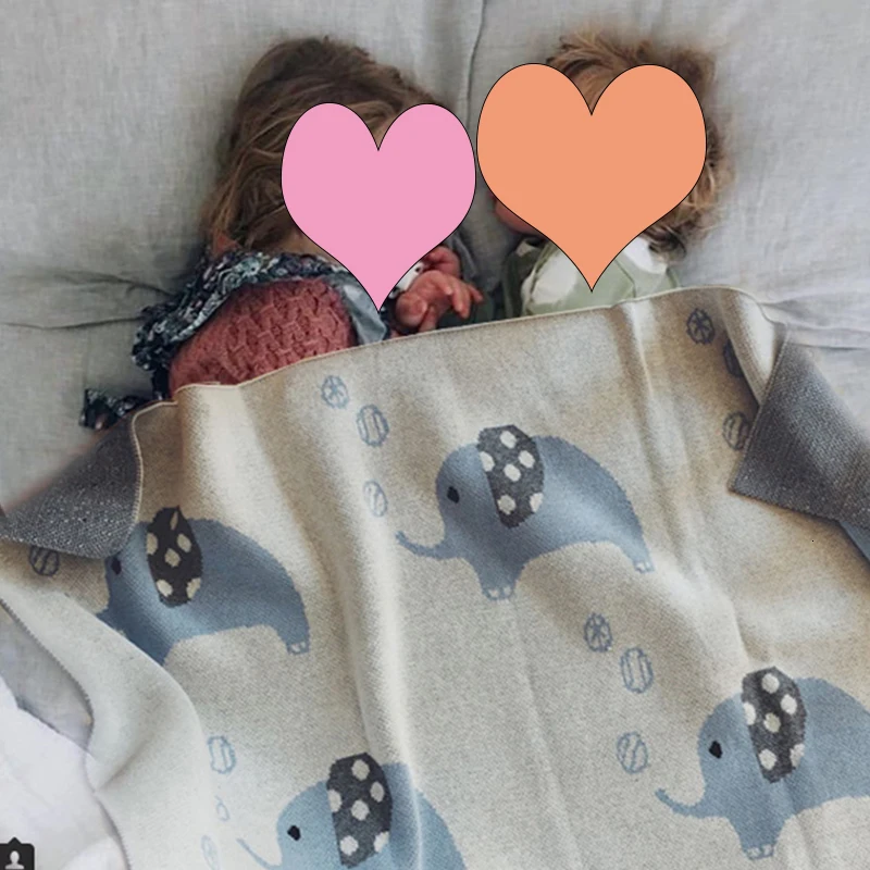 Высококачественное новое одеяло со слоном, Вязаное детское Хлопковое трикотажное одеяло со слоном, постельные принадлежности