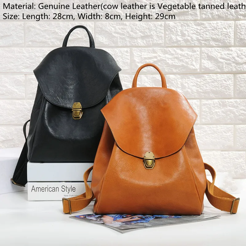 Vintage Natural Leather Backpacks For Women