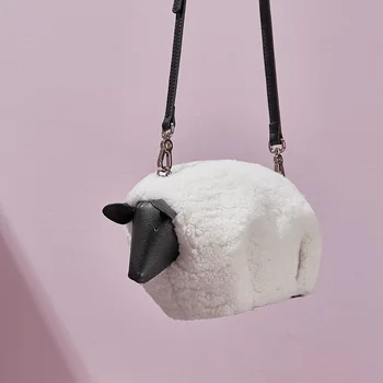 

2020 Autumn And Winter New Lamb Plush Bag Cute Cartoon Little Sheep One-Shoulder Diagonal Women's Bag