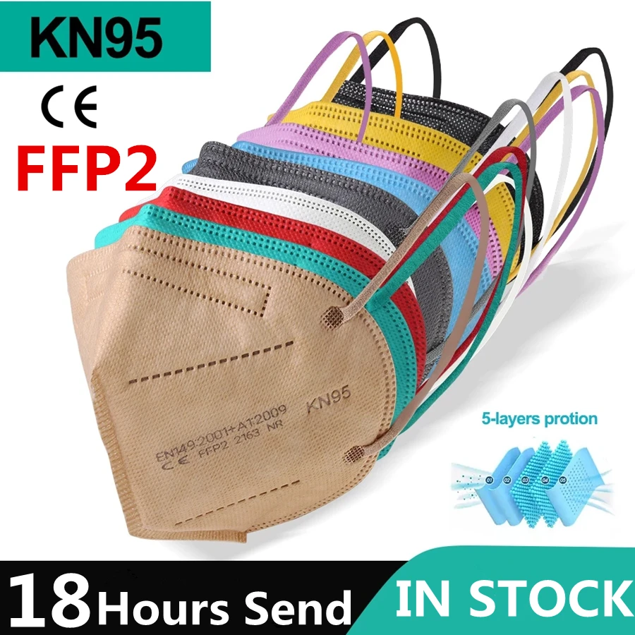 Mascarilla facial ffp2 con filtro, 5-200 Uds., mascarilla facial fpp2 CE ffp2mascarilla KN95 antipolvo, mascarilla con ventilación