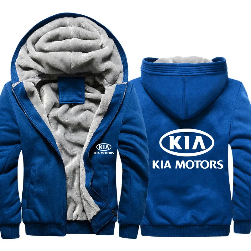 Мужские толстовки с логотипом KIA Car, мужская куртка с капюшоном, повседневные зимние плотные теплые флисовые хлопковые куртки на молнии, мужские спортивные костюмы