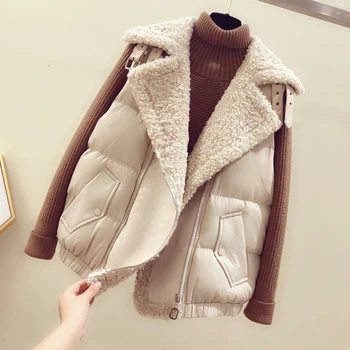 

Down cotton thick vest women modis lambswool collar winter coat jacket 2019 new arrival