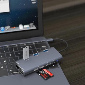 

12-in-1 USB Type C HUB to HDMI RJ45 Multi USB3.0 Power Adapter For MacBook-Pro Air Dock 3 Port HUB Splitt