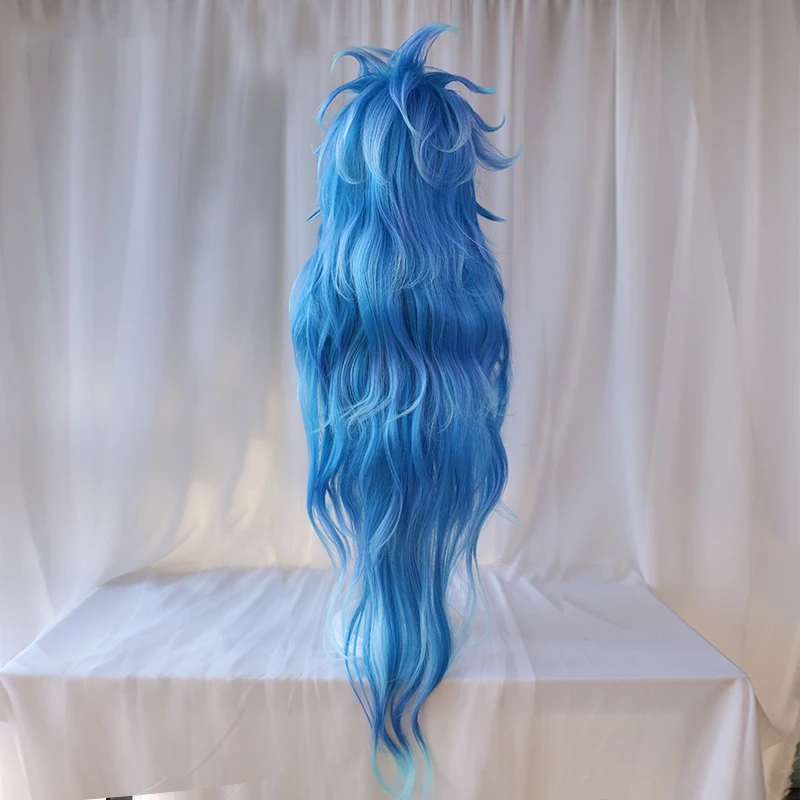 UWOWO Twisted-Wonderland Idia Shroud Cosplay Wig Ignihyde 130cm Blue Gradient Long Wavy Hair