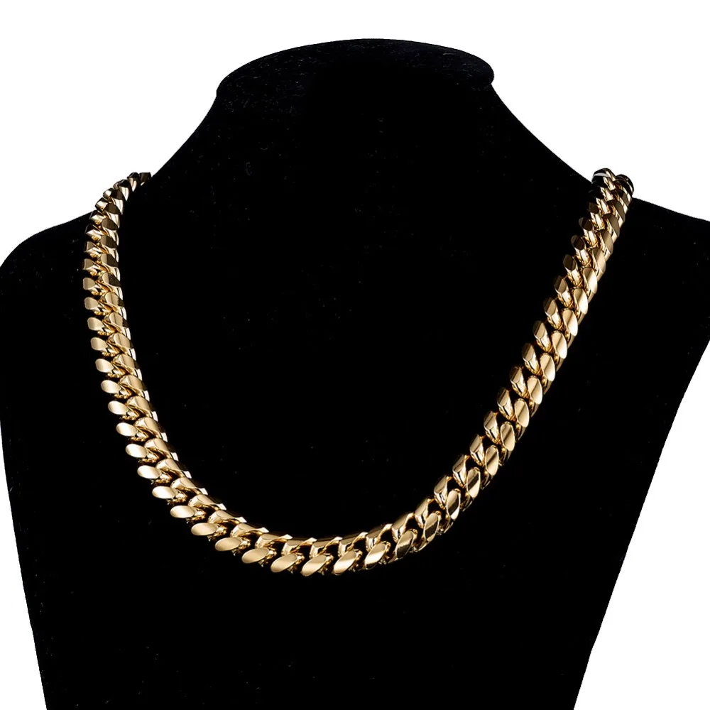 Мужские цепочки в стиле хип-хоп, ожерелье из нержавеющей стали, никогда не выцветает, высокое качество, ширина 6 мм-18 мм, кубинская цепочка, ожерелье в стиле хип-хоп, ювелирные изделия