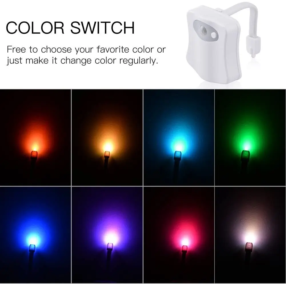 LED 8 Colors Toilet Decorative Light Waterproof Motion Sensor Bathroom Night Light with Replaceable Battery IP65 for RestroomLED night light motion sensor night light led night light motion sensor led light motion sensor light led motion sensor light led night lamp