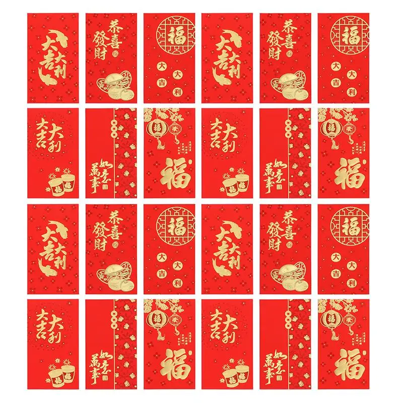 60 шт. традиционный красный Карманный конверт Hongbao красивый праздничный бумажный