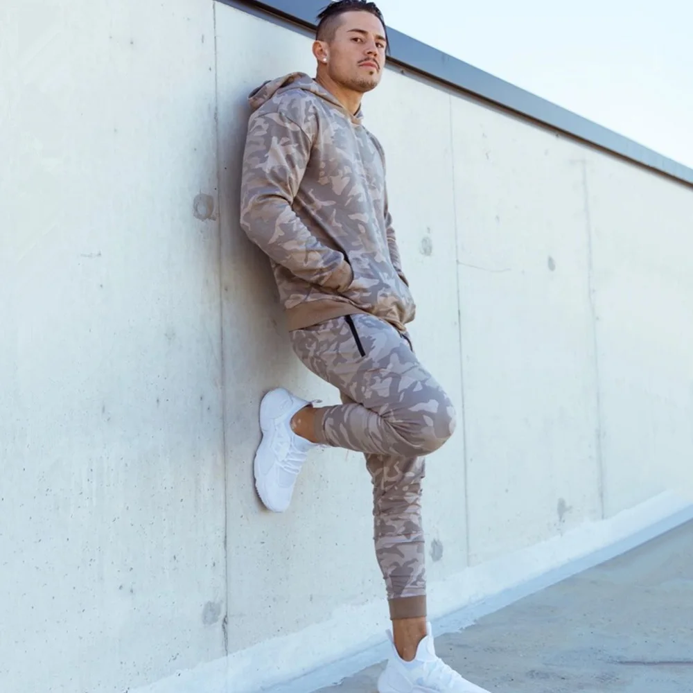 Brand Tracksuit Camo Hoodie Pants Sets Men Casual Sweatshirt Joggers Sweatpants Male Cotton Jacket Autumn Winter Sportswear Suit - Image 4