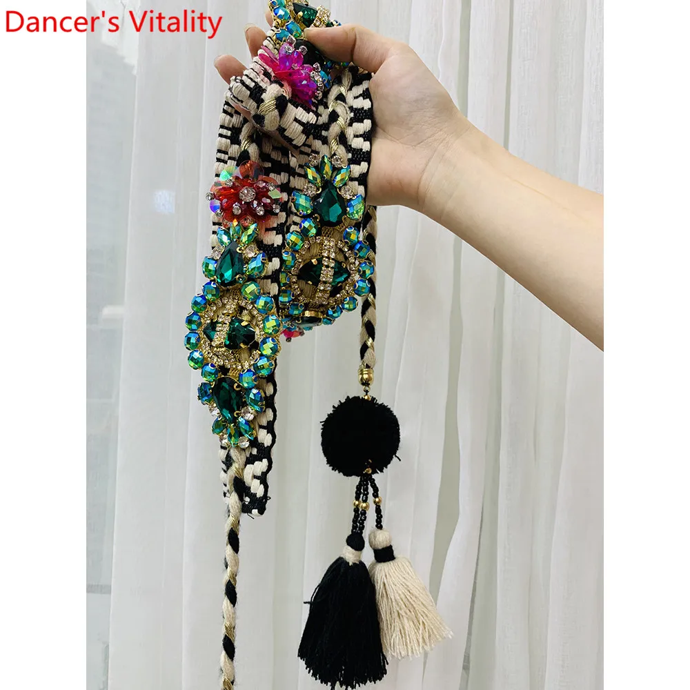 New Arrival Women Belly Dance Fashion Rhinestone Tassel Belt Matching Waist Chain Oriental Indian Dancing Performance Accessorie