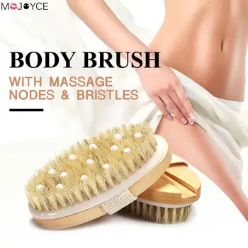 

2 in 1 Wooden Natural Bristle Body Brush Dry Wet Bath Back Scrubber Massager Body Scrub Skin Exfoliating Massage Brushing