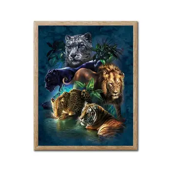 

DIY 5D Diamond Mosaic Lion tiger Handmade Diamond Painting Patterns Cross Diamond Embroidery Rhinestones Arts Kits Stitch D7O6