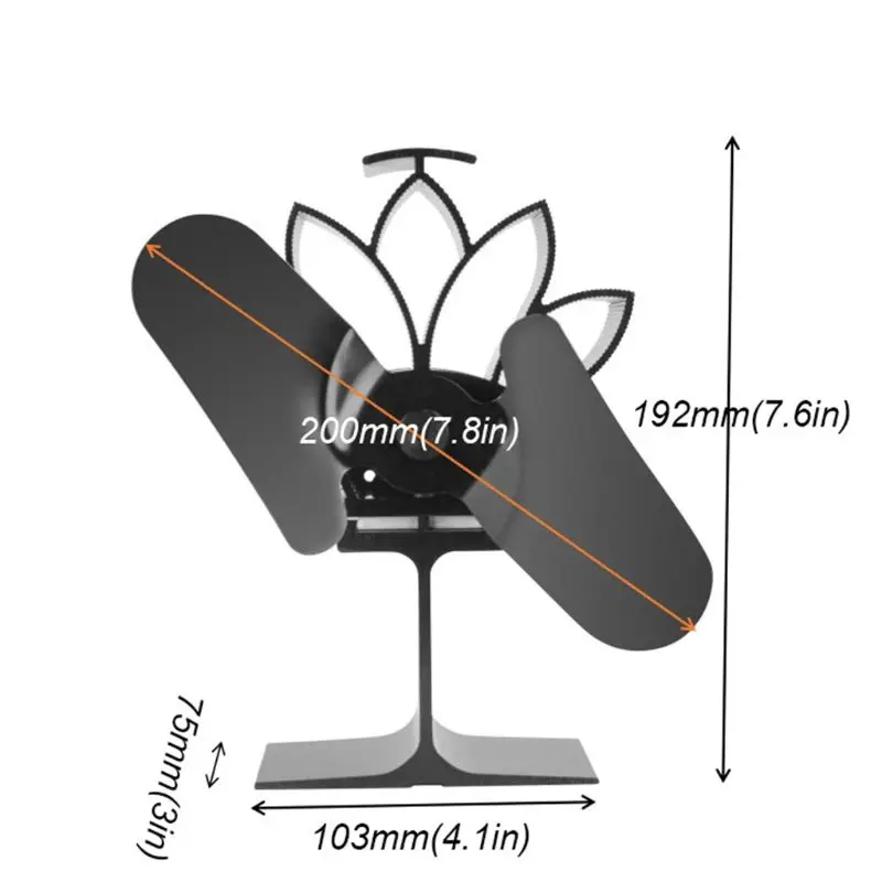 2 Лопасти тепла питание плита камин экологичный вентилятор бесшумный экономия топлива древесины 94 шт