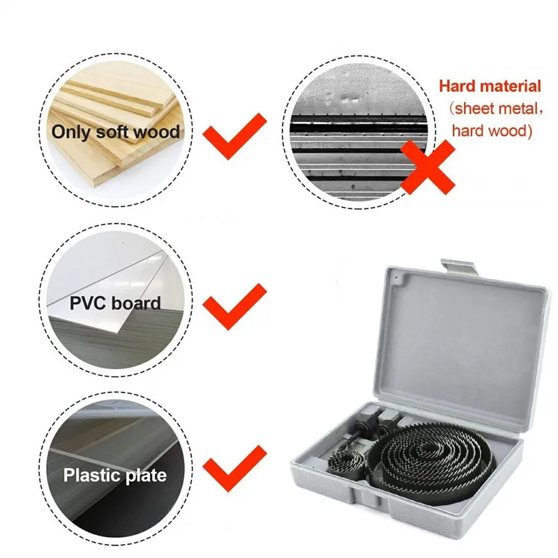 16Pcs Hole Saw Drill Kit Metal Circle Hex Cutter Round Drill Wood Alloy Case 19mm-127mm DIY for Sawing Holes in Normal Wood