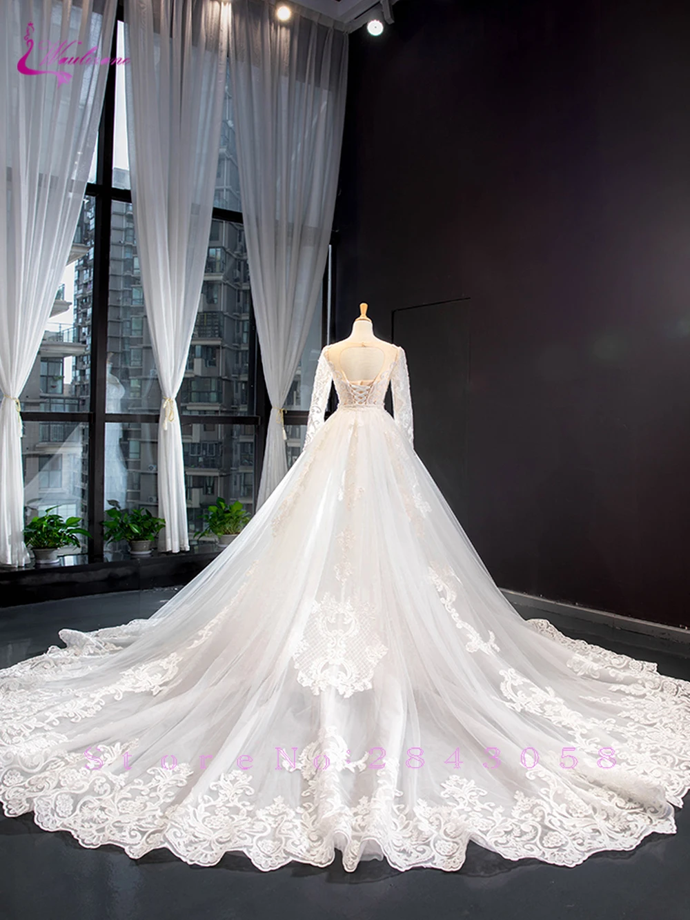 Waulizane с длинным рукавом 2 в 1 корсет для свадебного платья сзади великолепное платье невесты