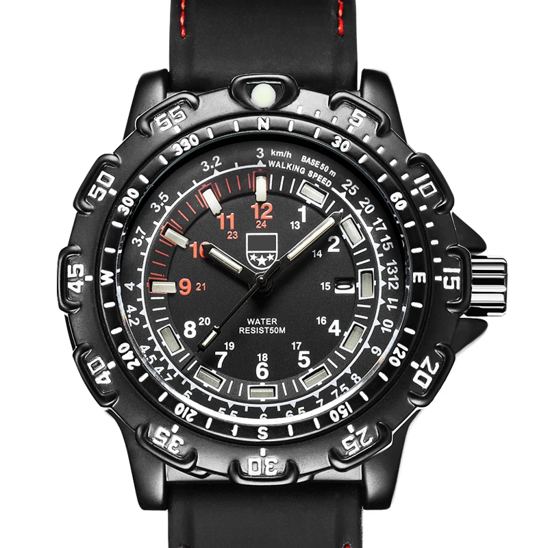 

Men's Multi-functional Luminous Quartz Watch Waterproof Wristwatch with Silicone Strap VH99