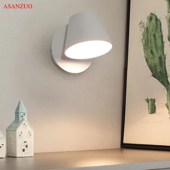 LED 벽 램프 블랙 화이트 침실 침대 옆 램프, 현대 거실 통로 장식 독서 벽 조명