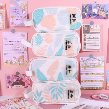 

Cute Canvas Pencil Cases Large Capacity Pencil Box Kawaii Bear Pen Case For Girls Korean Stationery Office School Supplies