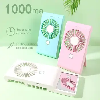 

Mini Phone Shape Portable USB Charging Cooling Fan with Stand Makeup Mirror Lightweight and portable canbe used on many occasion