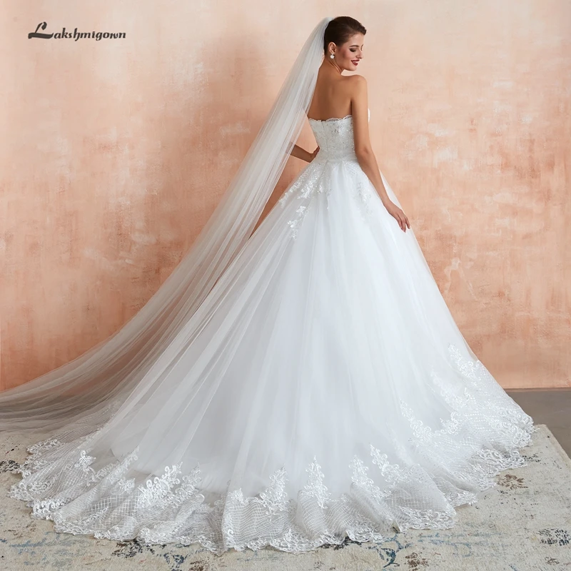 Lakshmigown модное кружевное свадебное платье с аппликацией сексуальное, с лифом сердечком, с открытой спиной, со шнуровкой, свадебное платье с длинным подолом