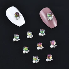10 шт. хрустальные стразы жемчужные 3d украшения для ногтей для украшения ногтей DIY Блестящий сплав инструменты для ногтей H338