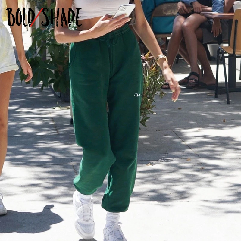 

Bold Shade 90s Sportswear Street Style Sweatpants Women High Waist Fashion Indie Outfits Casual Green Teen Skater Long Trousers