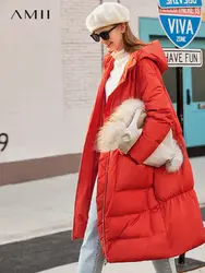 Amii, корейско-длинные, корейско-длинные, Сапоги выше колена, без шнуровки, на тонком, пуховая куртка, Женская 2019 зима новый стиль, записная