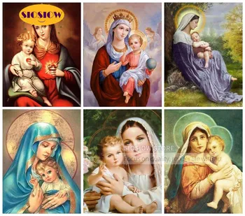 

5D DIY Dimond Mosaic Embroidery Virgin Maria Holding Baby 3d Art Diamond Painting Full Square Cross Stitch Needlework Decor Home